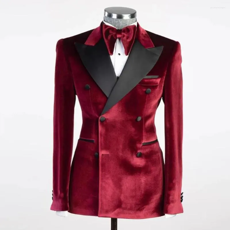 Ternos masculinos elegantes de veludo, para casamento, blazer de baile, banquete, jantar, festa, noivo, terno masculino completo