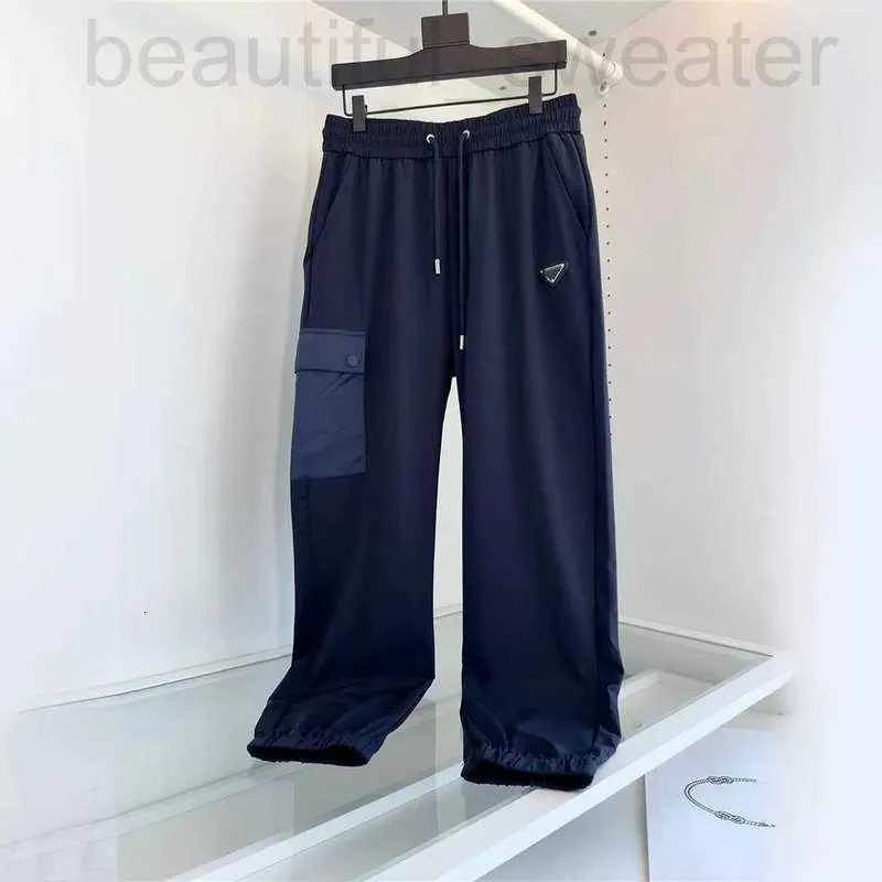 Мужские брюки, дизайнерские, высокая версия, весна и осень, новинка P, резиновая полоска для дома, подтяжка для ног, треугольная этикетка, карман для повседневного использования UDC8