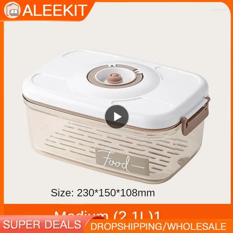 Lagerung Flaschen Küche Große Kapazität Lebensmittel Behälter Vakuum Box Mit Ablauf Net Dispenser Transparent Versiegelt Tank Organizer