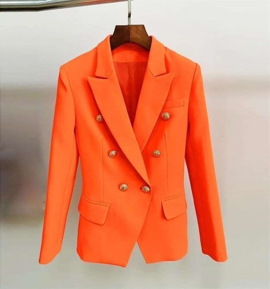 HIGH STREET Blazer de créateur classique baroque pour femme boutons de lion en métal Blazer croisé Orange 2207054791657