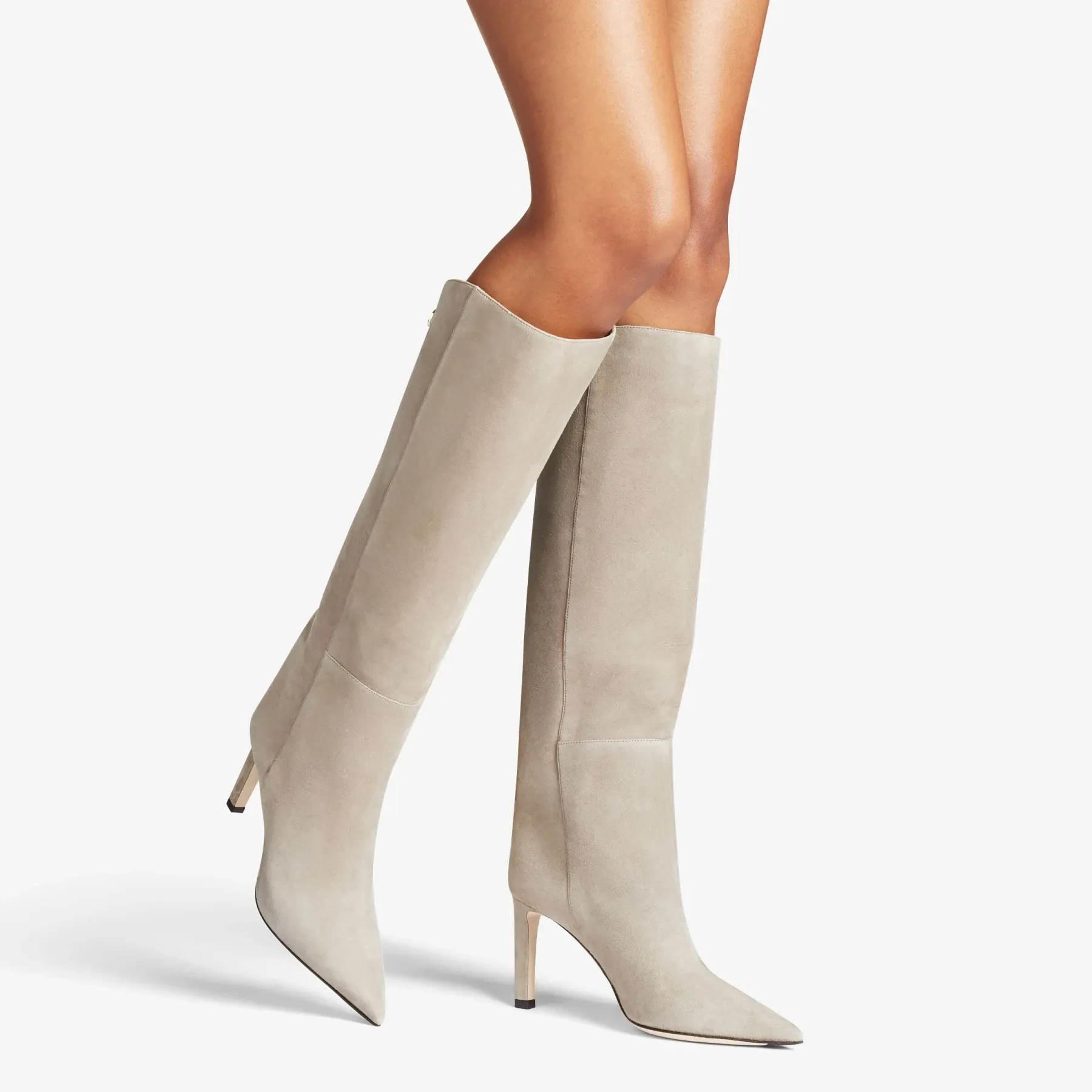 Boots Tunataka 2023 Winter Boots Beige Black Suede Women Knee High Boots Fashion مدببة بأحذية أحذية طويلة مدببة