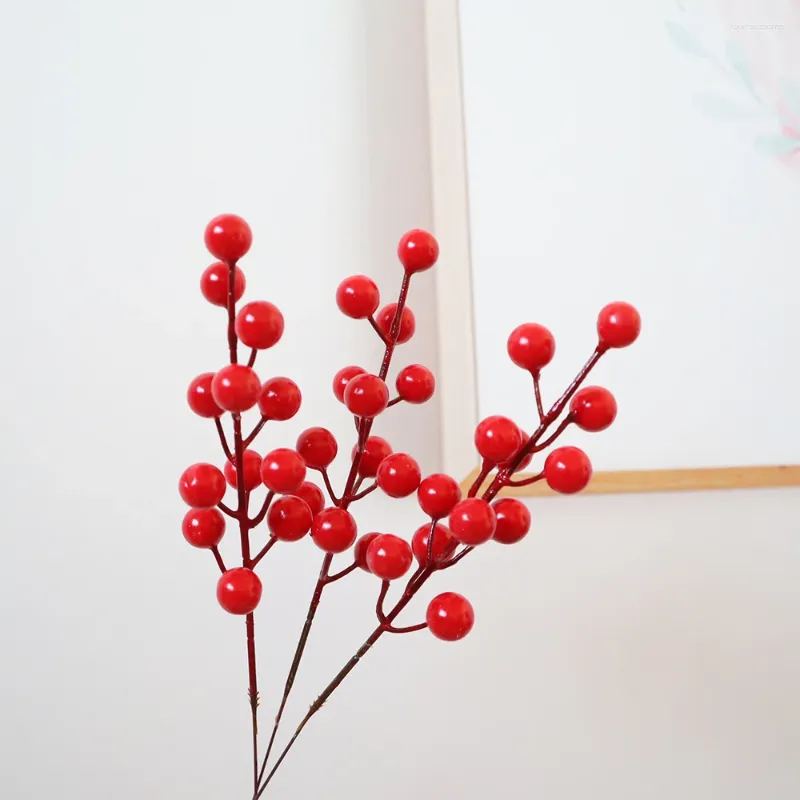 Decorative Flowers 20pcs Artificial Berry Crafts Christmas Garland Aesthetic Room Decoration Wedding Stage Layout Home Garden Plants