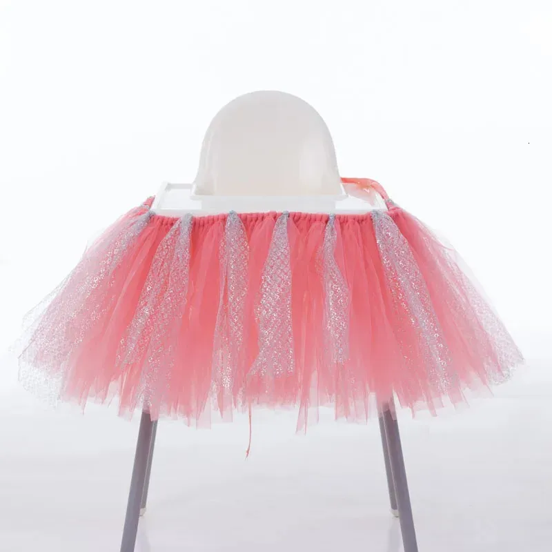 Tutu Tulle Table jupes bébé douche haute salle à manger chaise jupe événement fête bureau décoration 240307