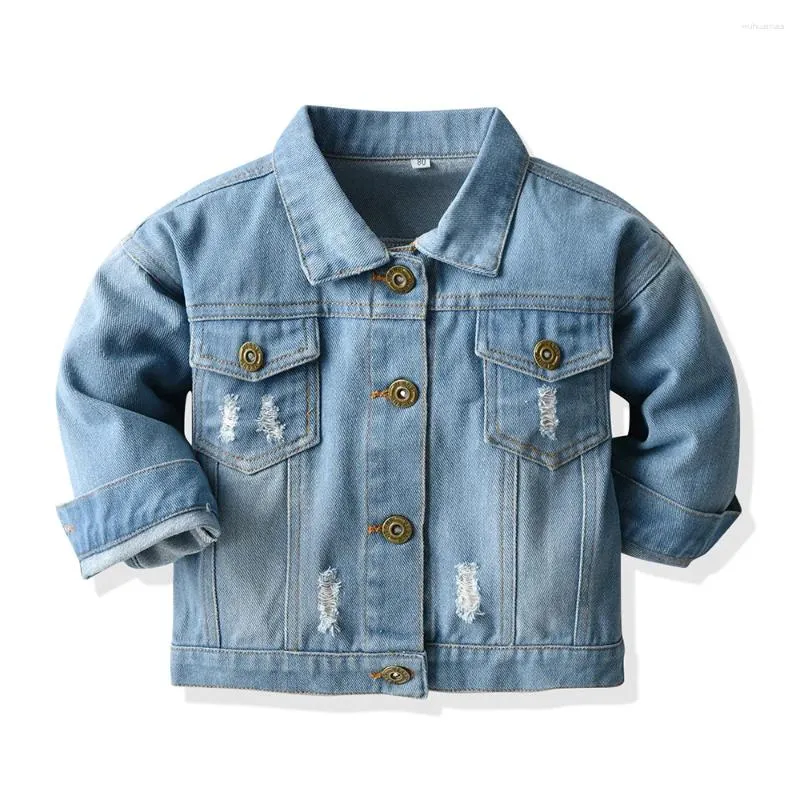 Jackets 2024 Spring Autumn Boys And Girls Hole Casual Jeans Jacket Children's Clothing Kids Coats