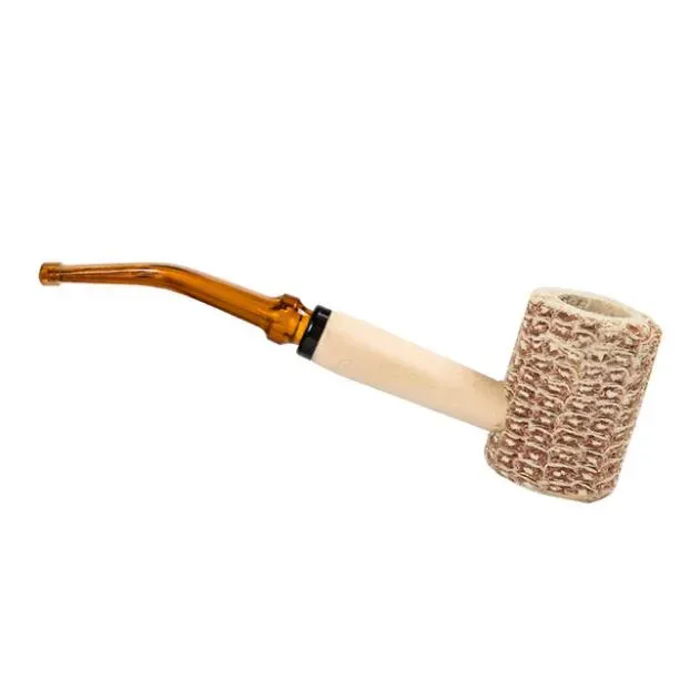 Corn Cob Pipe Disposable Natural Corncob Herb Tobacco Hammer Spoon Cigarette Filter Pipes Tools Accessories 145mm Length