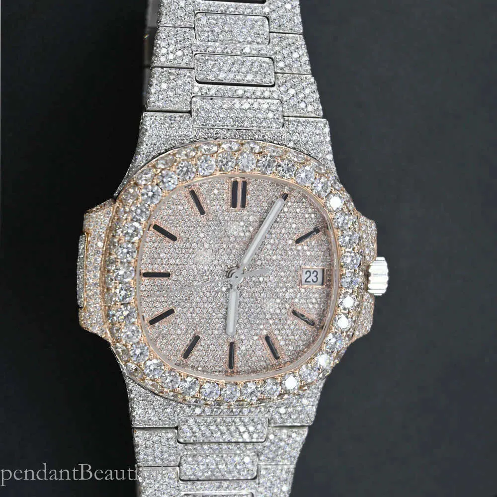 ZLT5 VVS Moissanite Baguette Diamond Icedout Y Orologio antico fatto a mano