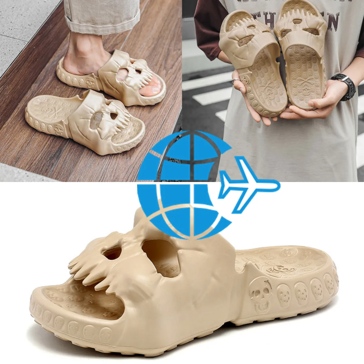 New Creative Skull Slippers Summer Men Women Slippers Novelty Outdoor Beach Sandals Non-slip Indoor Home Slides Couples Shoes GAI 40-45