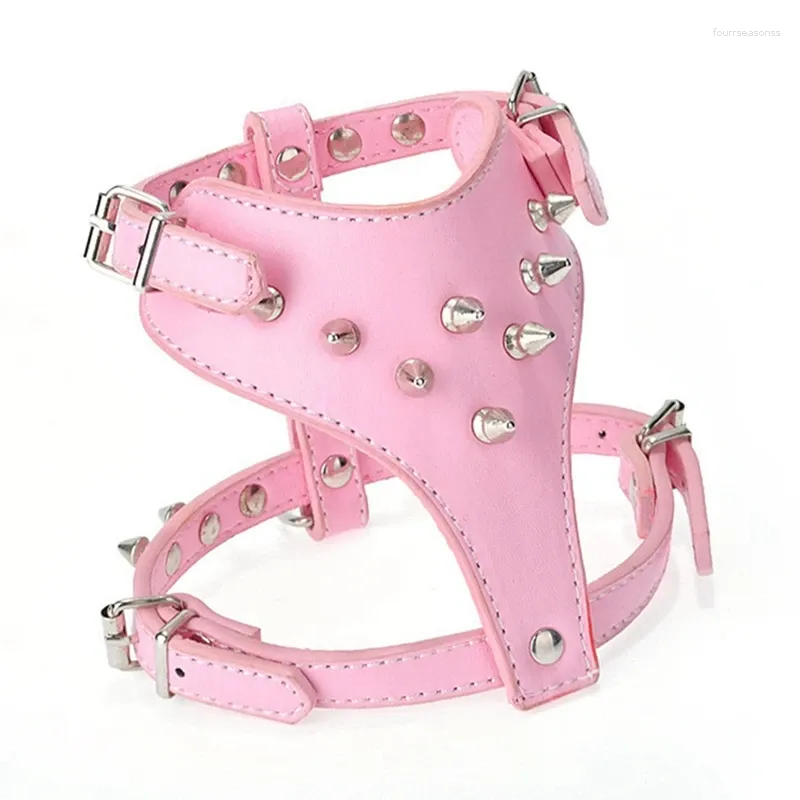 Dog Collars Spiked Studded Leather Puppy Harness Vest For Small Breeds