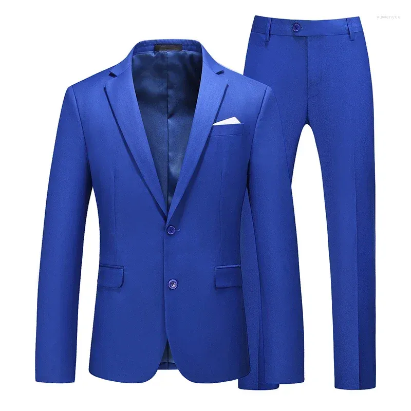 Mäns kostymer höst och vinter 2024 Slim Fit Suit Set Luxury Business Dress Korean Fashion 2 Pieces/Two Piece Wedding Groom