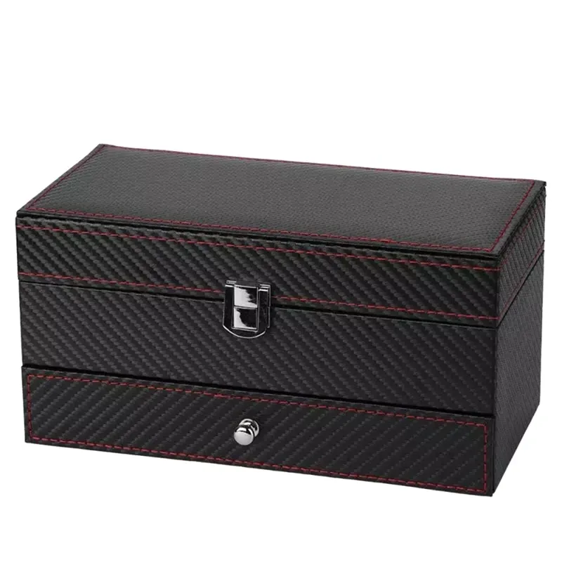 Cases Couple 4 Grid Watch Box Watch Case Double Jewelry Display Storage Box Rack Storage Display Box Black Gift Box