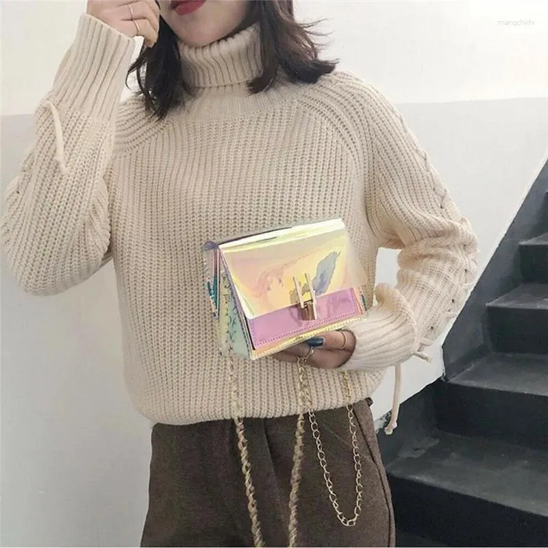 Omuz çantaları moda genç kız lazer crossbody çanta kadınlar zincir haberci çantalar küçük çanta bayanlar