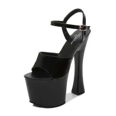 Sapatos de vestido verão andando mostrar artefato modelo sandálias de salto alto pólo dançando 17cm sexy plataforma preta ódio céu h2403210rirkozt