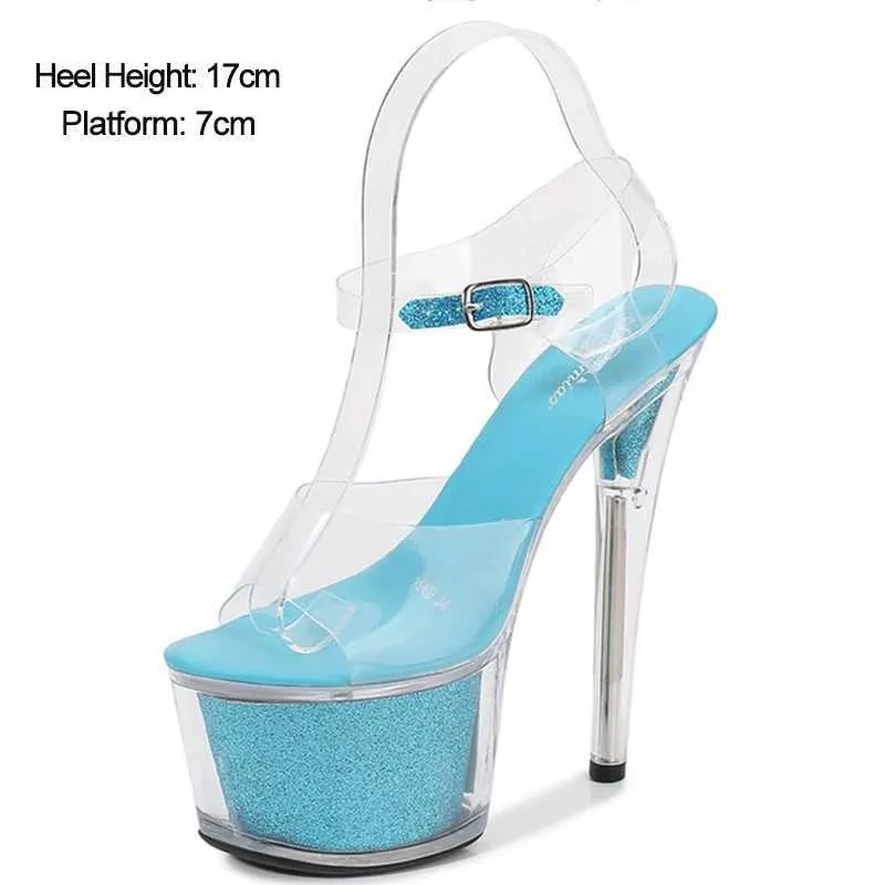 Klänningskor stripper pole sandalier transparentes mujer clear sandaler höga klackar kvinnor plattform sexig ny heel 15cmlyna h240321