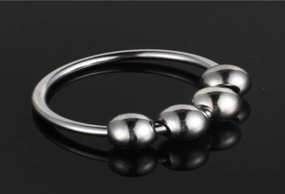 Stainless Steel Cockrings Penis Ring with Four Massage Beads Cock Rings Male Delayed Ejaculation Adult Sex Toys For Men9860154