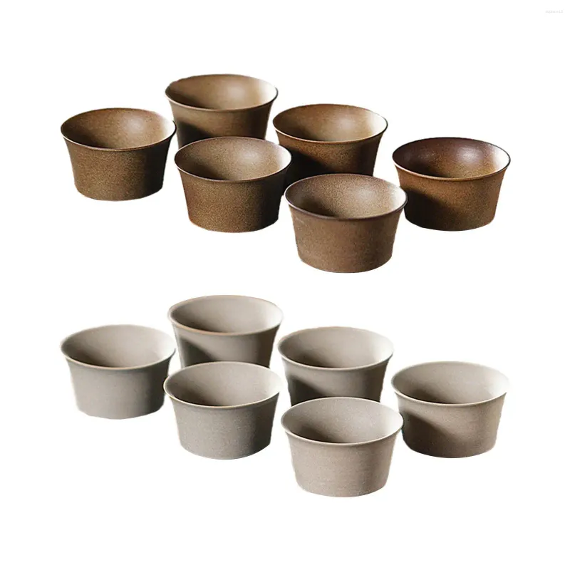 Teaware Sets 6x Chinese Ceramic Tea Cups 1.7oz Household Afternoon Teacups Mugs For Restaurant Office Coffee Shop Ceremony Party Travel