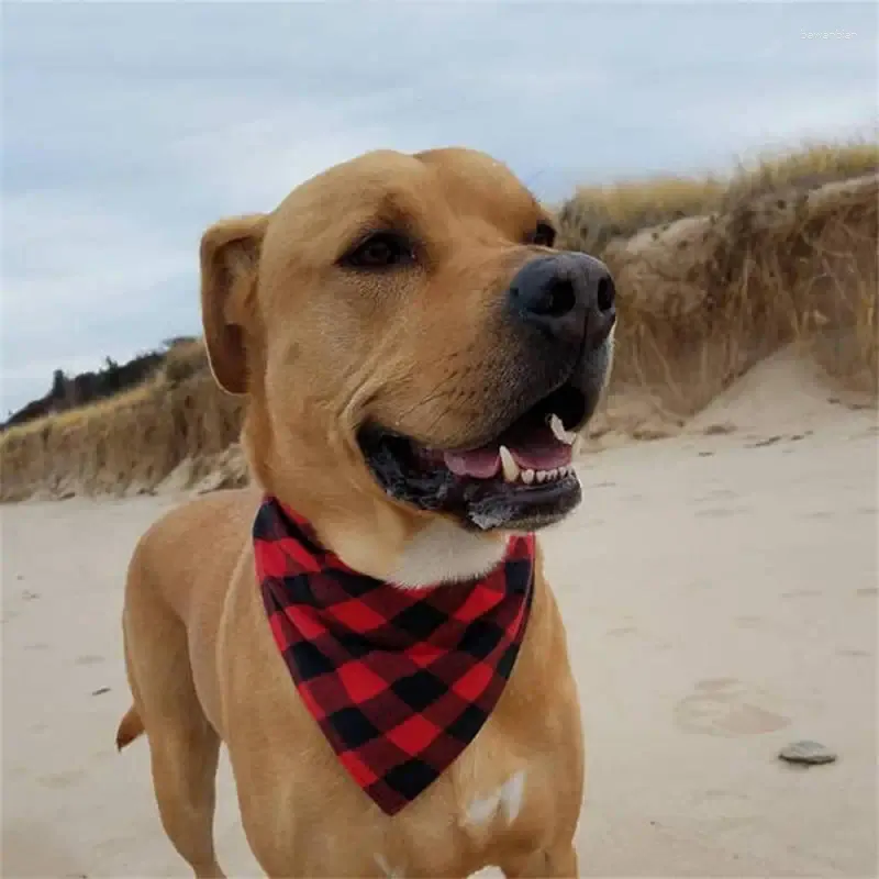 Vêtements pour chiens Grand Bandana à carreaux pour Dag Épais Bandanas pour animaux de compagnie Écharpe d'hiver Fournitures de coton Accessoires Mode