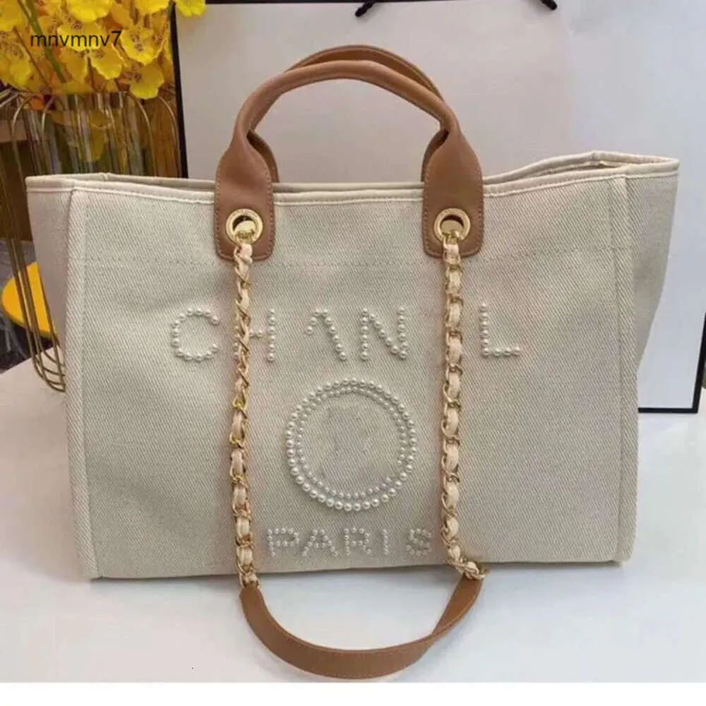 Chanelpurselieds chanelllies çanta kanamelyalar cclies tasarımcı büyük kapasiteli plaj çantaları lüks inci tote sahil bayanlar omuz çanta alışveriş çantası moda