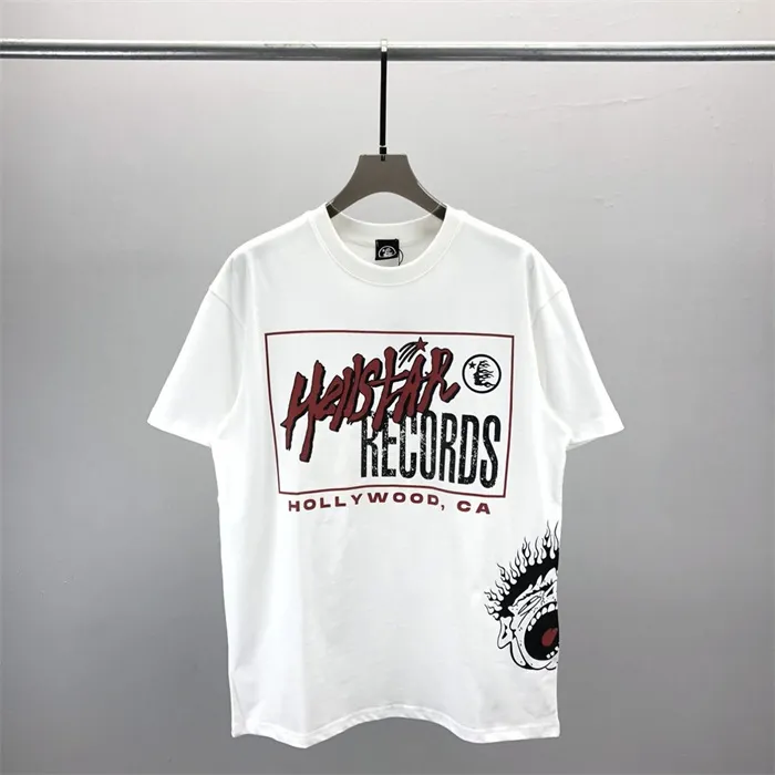 Moda Hellstar Gömlek Erkek Rappe Top High American Tide Marka Eğlenceli Komik Çizgi Çizgi Mektubu Baskı Tüm Yuvarlak Yakalı Kısa Kişeli Tişört Tee Tide A12