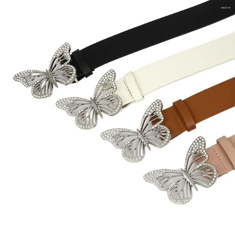 Ремни Y2k Стиль поясной ремень с металлической пряжкой Широкие боковые полые пояса-бабочки Женское украшение для платья в корейском стиле