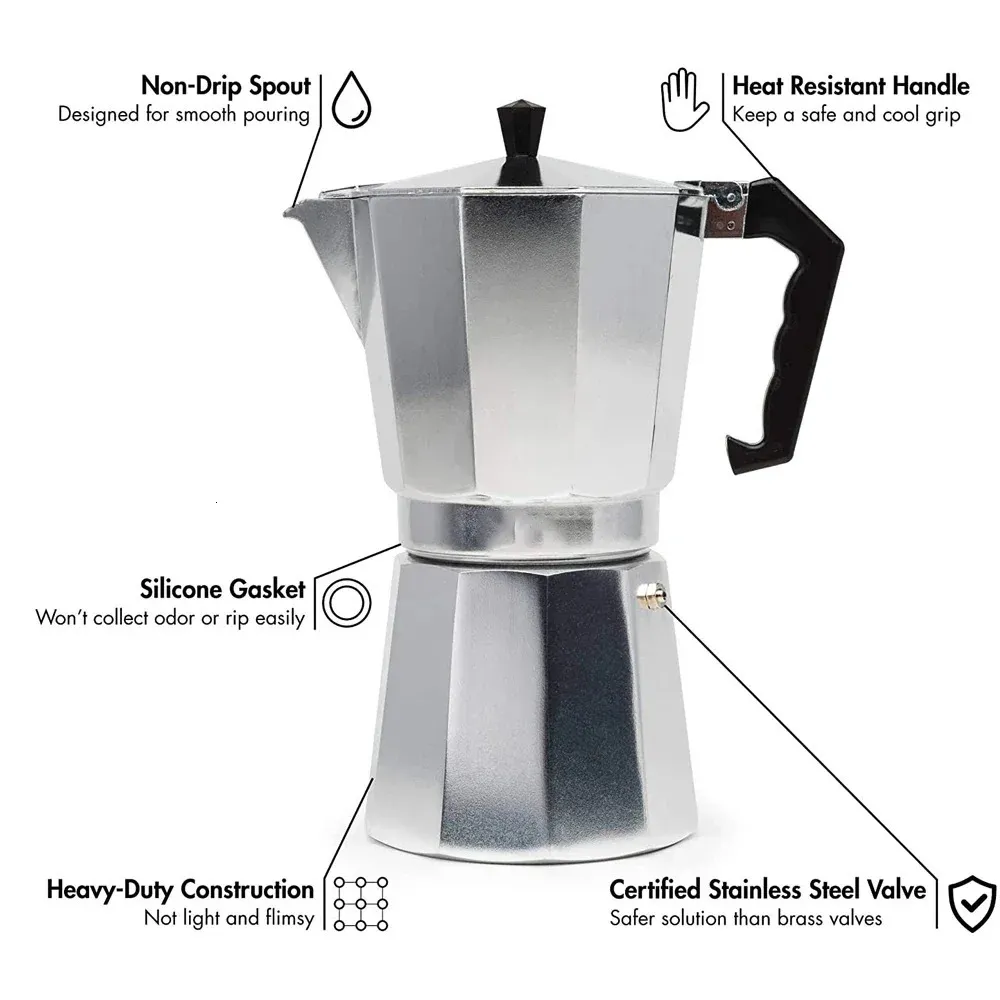 Caffettiera In Alluminio 3 Tazze – Modello Floreale, Moka Espresso Per Fornelli!