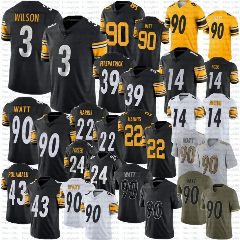 Russell Wilson George Pickens Justin Fields TJ Watt Football Jersey Patrick Queen Najee Harris Minkah Fitzpatrick Heyward Porter Jr Roethlisberger Troy Polamalu