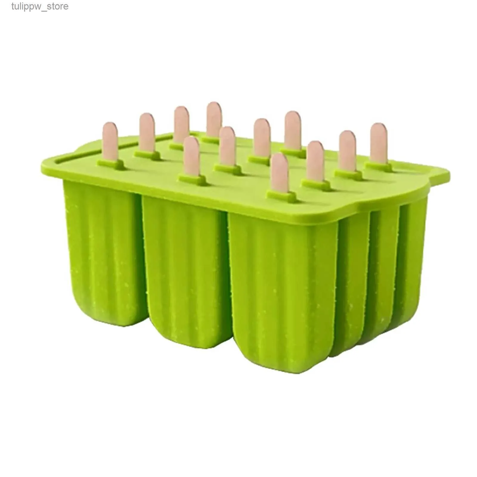 Ferramentas de sorvete 12 peças moldes de picolé de silicone moldes para fazer picolés de qualidade alimentar com sorvete - 50 palitos de picolé para cozinha L240319