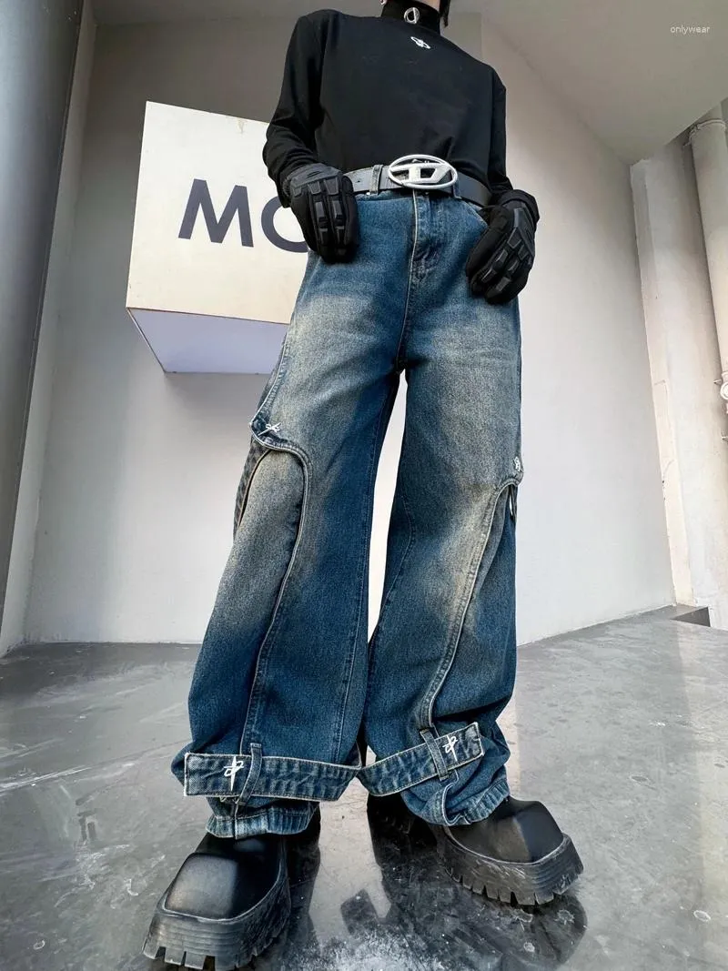 Jeans da uomo SYUHGFA Abbigliamento 2024 Primavera Coreano Streetwear Moda Tessitura Dritto Casual Allentato Gambe Larghe Pantaloni In Denim