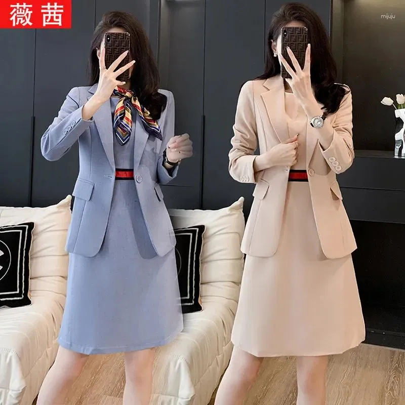 Kadınlar İki Parçalı Pantolon Business Wear Suit Mizaç Ofisleri Formal 2024 Moda Ceket Elbise İki Parçalı Set