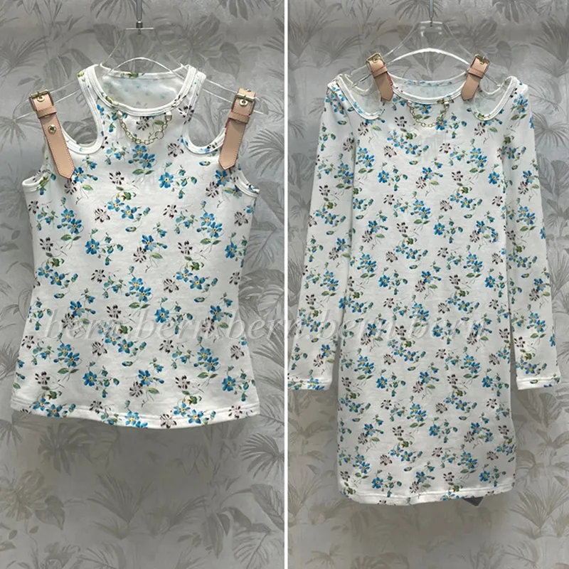 Premium Correct Version Fashion Women's Flowers Vest Top T-shirt Long Sleeved Hoodie Dress