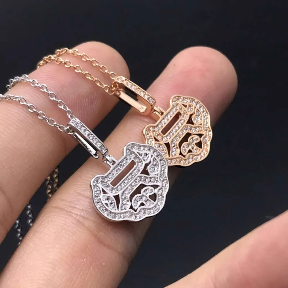 Luxury Jewelry Qeelins Necklace Fashion 925 Silver Plated Rose Gold Micro Inlaid Zircon Hollowed Out Full Diamond Ruyi Necklace Collarbone Chain for Women