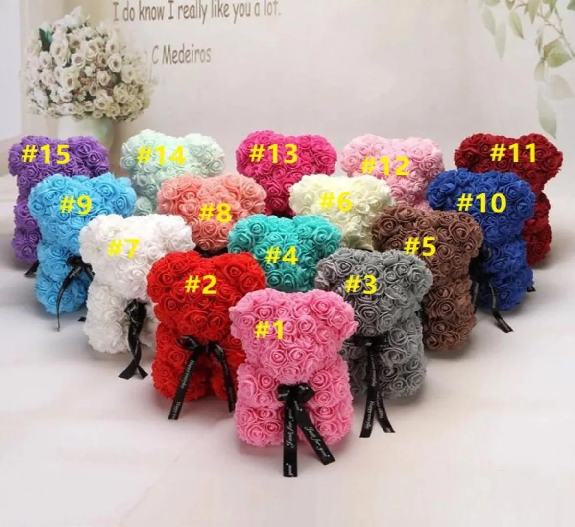 10 pcs Nouveau Cadeau Saint Valentin PE Rose Ours Jouets En Peluche Plein D'amour Romantique Ours En Peluche Poupée Mignonne Petite Amie Enfants Pres7975914