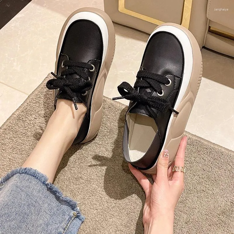 Casual Shoes 2024 Spring Autumn Platform Sneakers Lace-up Height Increase Plus Size Women Designer White