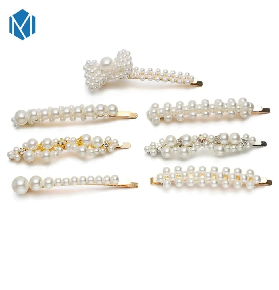 INS Hair Clips For Womens Haar Accessoires Headwear Girls Bow Tie Pearl Hairpins Hair Ornament Alloy BB Hairgrip Barrette3401618