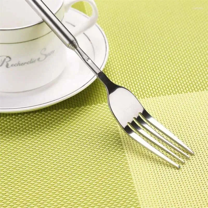 Forks 1-4pcs Creative Tableware Agenda Stainless Steel BBQ Fork Metal Portable Kitchen