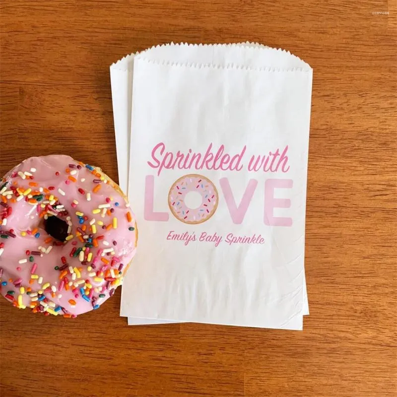 Emballage cadeau 25 sacs à beignets saupoudrés d'amour pour fête prénatale - Faveur à thème pour fille