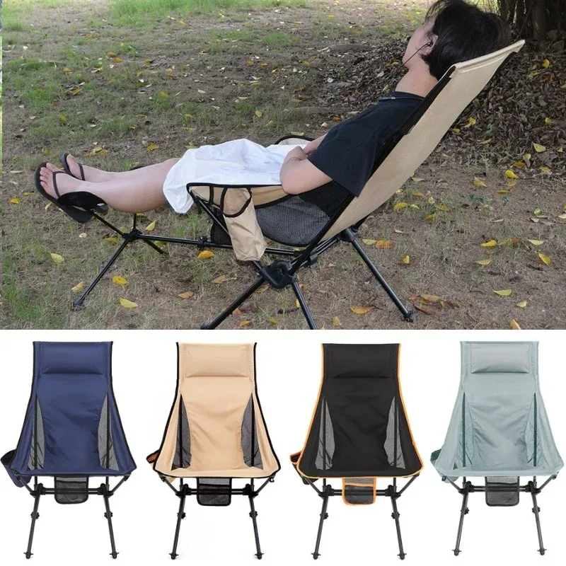 Furnishings Ultralight Outdoor Folding Camping Chair 150kg Load Aluminiu Alloy Moon Chair for Fishing Picnic Bbq Beach Garden Yard Chair
