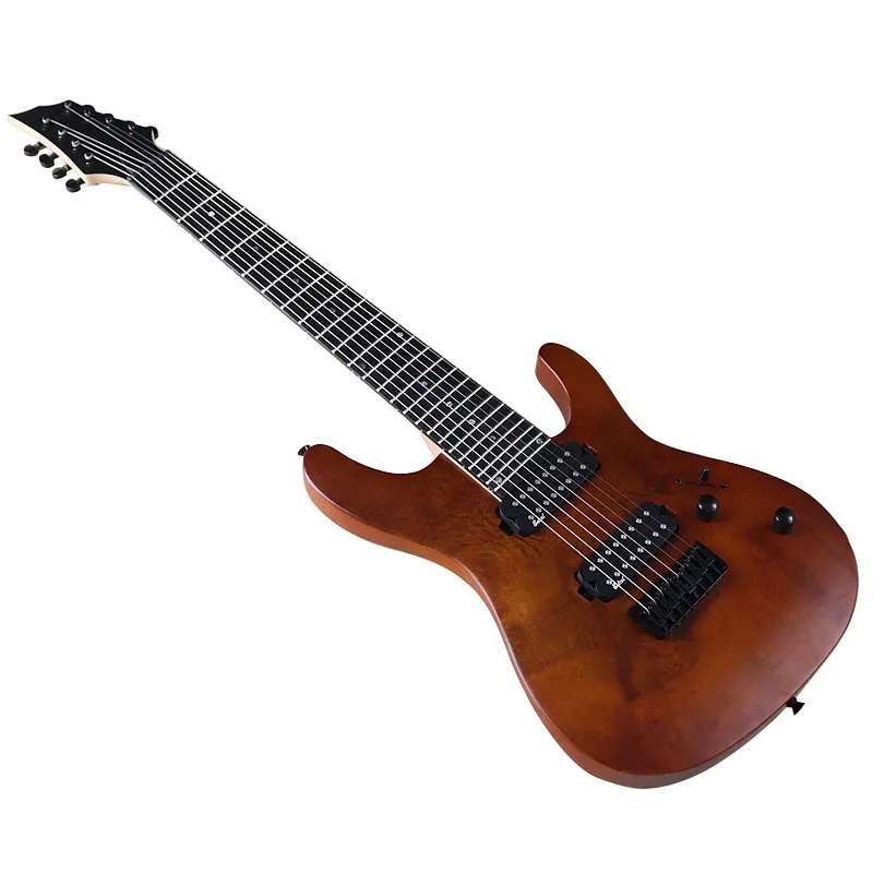 Gitar 8 String Elektro Gitar Full Okoume Ahşap Gövde 39 inç Doğal Renk 24 FRETS ELEKTRİ