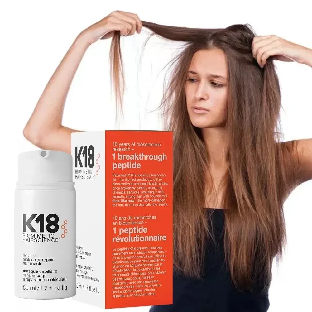 Behandelingen K18 LeaveIn Repair Haarmasker Behandeling Droog, beschadigd haar 4 minuten om schade door bleekmiddel ongedaan te maken Kleur Chemische diensten 50ml