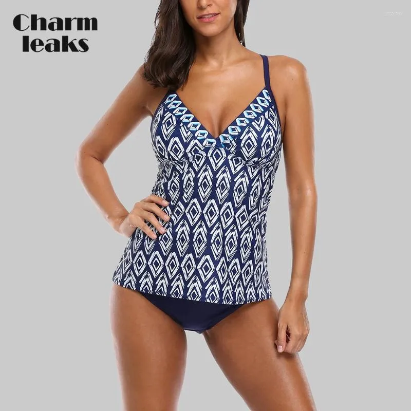 Costume da bagno da donna Charmleaks Donna Tankini Set Costume da bagno a due pezzi Costume da bagno bikini sexy push up stampato floreale vintage