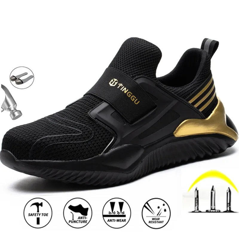 Boots New Men's Steel Toe Toe Cap Work Work Shoes Outdoor Anti Smashing Shoes Men Pundure Proof Safety Shoes Sneakers Drop Shipping