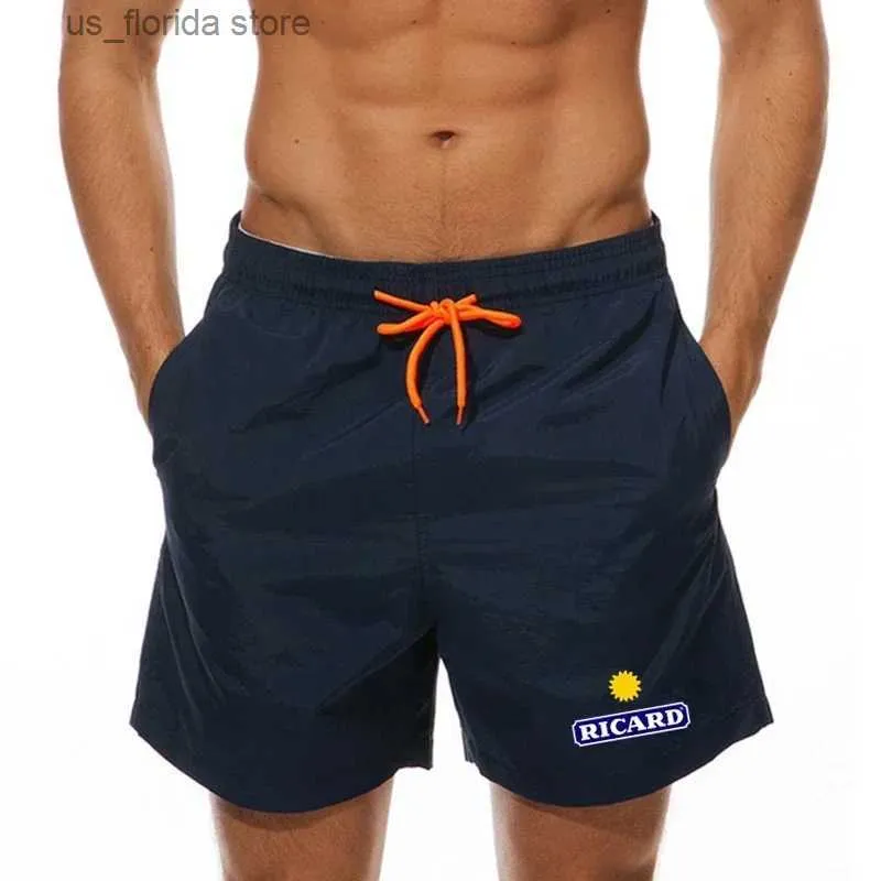 Mäns shorts shorts för män 2023 sommarmens badkläder shorts varumärke strandkläder sexiga badstammar ricard baddräkt andningsbar strand slitage y240320