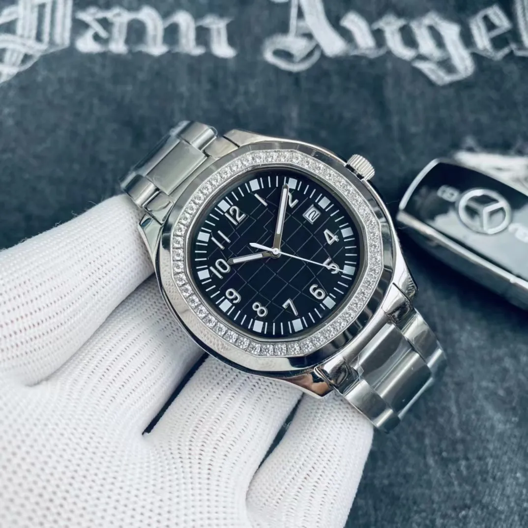 Luxury Mężczyźni Watch 41 mm stal nierdzewna Diamond Watch Square Square Automatyczne mechaniczne zegarek projektant Sapphire Waterproof Waterproof Męskie zegarek sportowy