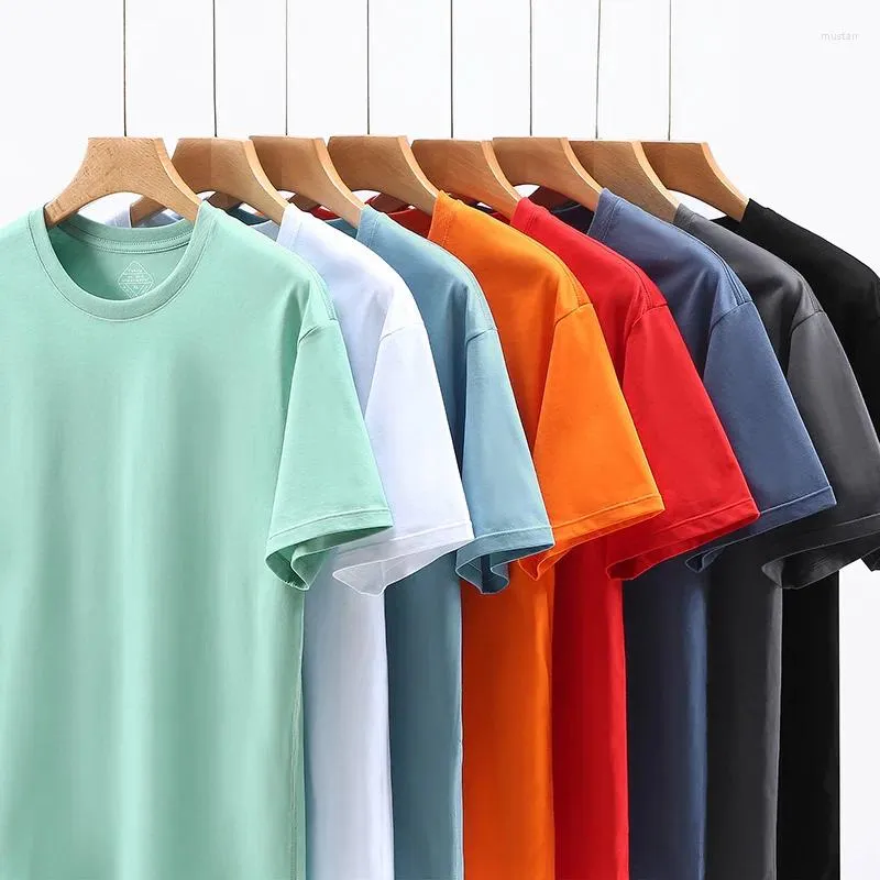 T-shirts pour hommes 80% coton solide col rond t-shirts unisexe sans rétrécissement déformation t-shirts à manches courtes été décontracté t-shirt personnalisé