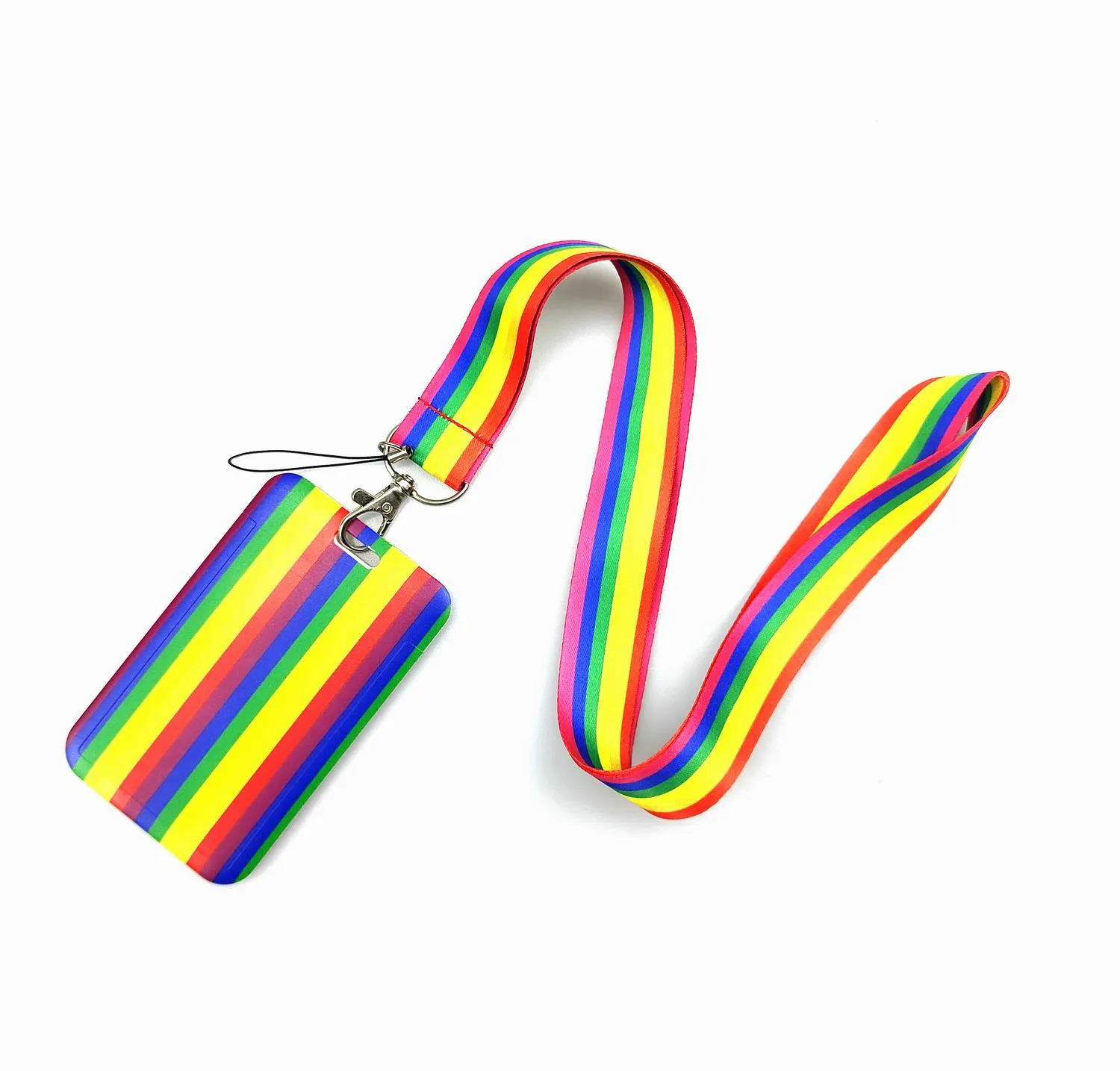 Färgglada Lanyard Rainbow Neck -rem för viktiga ID -kort mobiltelefonremm Badge Holder DIY hängande rep halsband Tillbehör