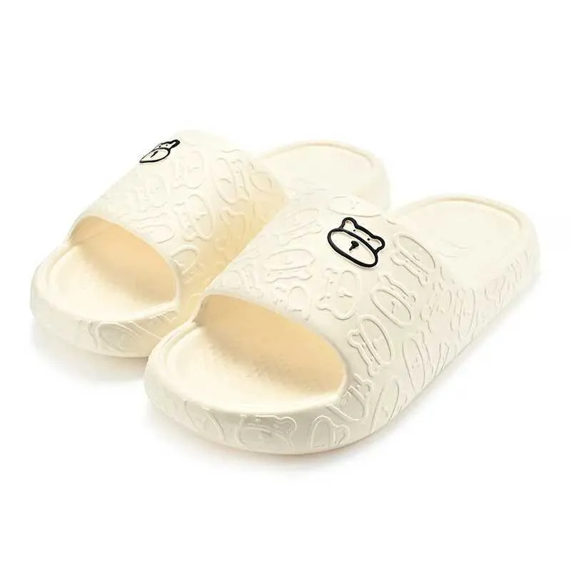 Chinelos de verão homens flip flops dos desenhos animados sapatos macios para mulher urso bonito indoor outdoor wear grosso praia slides sandálias h24032502