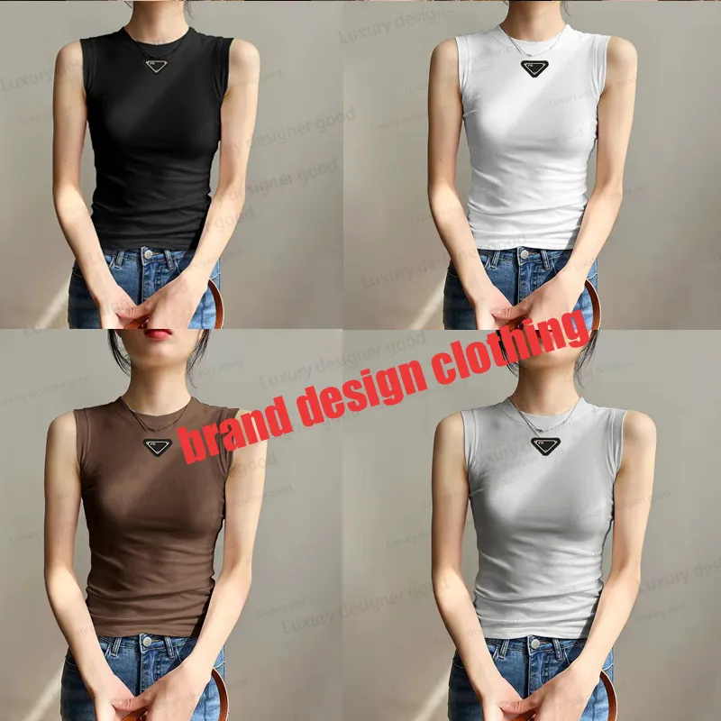 Luxus-Designer-Tanktop für Damen, Designer-Mode, gestrickt, ärmellose Weste, bestickt, gewebt, gewebtes Band-Shirt