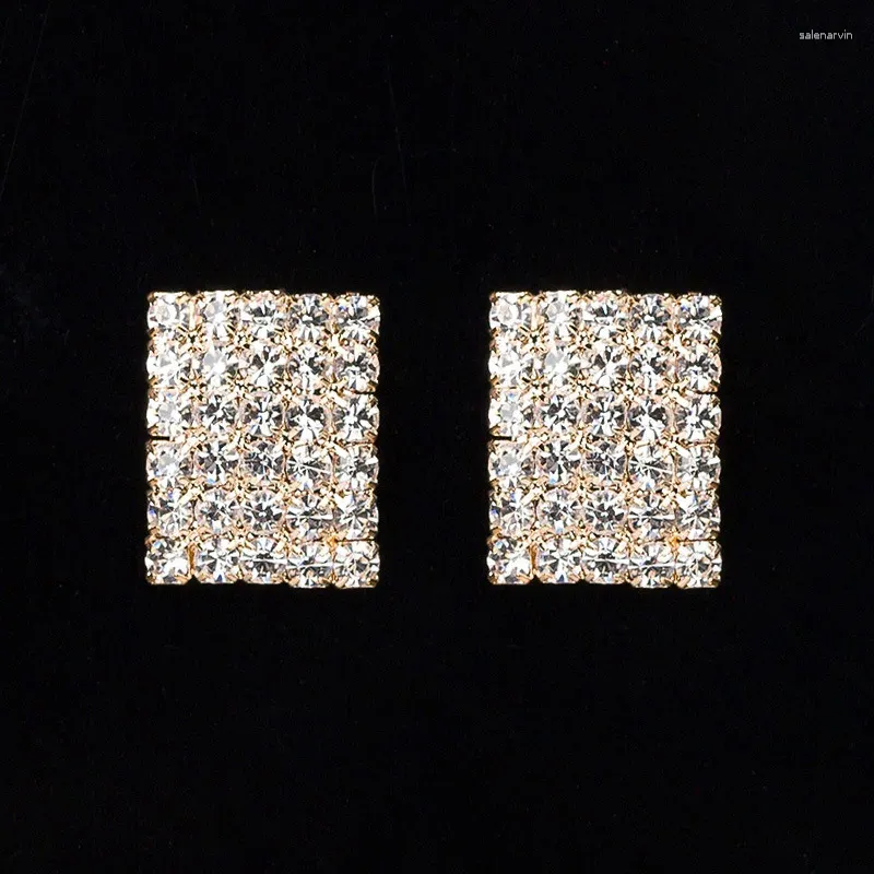 Stud Earrings Fashion Personality Square Crystal Yiwu Ear Accessories Manufacturers Direct Supply Can Be Mixed Batch E168