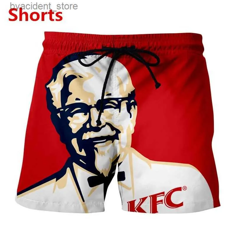 Men's Shorts Nowy pułkownik KFC Funny 3D Print Przyczynowy odzież moda mężczyźni kobiety hip hop szorty plus size s-7xl mężczyźni swobodne szorty L240320