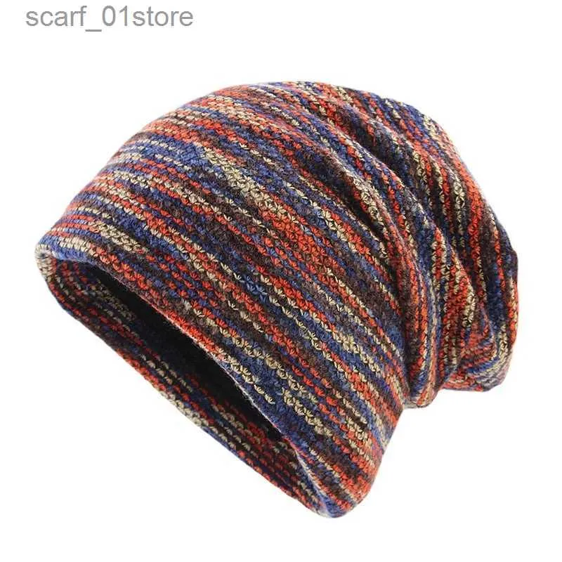 Chapéus cachecóis conjuntos femininos e masculinos de tecido duplo gorros de calor de inverno unissex coloridos Skullies chapéu de inverno C24319