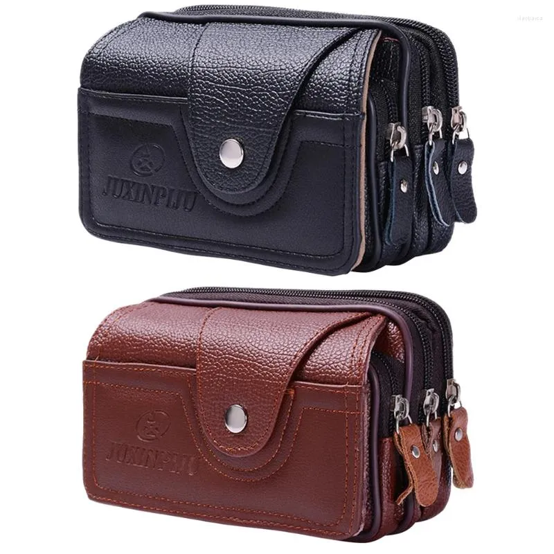 Sacs de taille PORTABLEMEN PU Cuir Sac étanche Texture classique Délicat Creative Portable Téléphone portable Ceinture Pochette Portefeuille